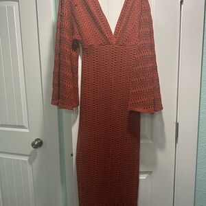 Michael Costello Rust Long Sleeve Dress